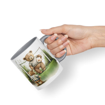 Vixar Teddy Bear Football Father and Son Ceramic Mug Coloured Mug Cup Gift Birthday Work Office Tea Coffee