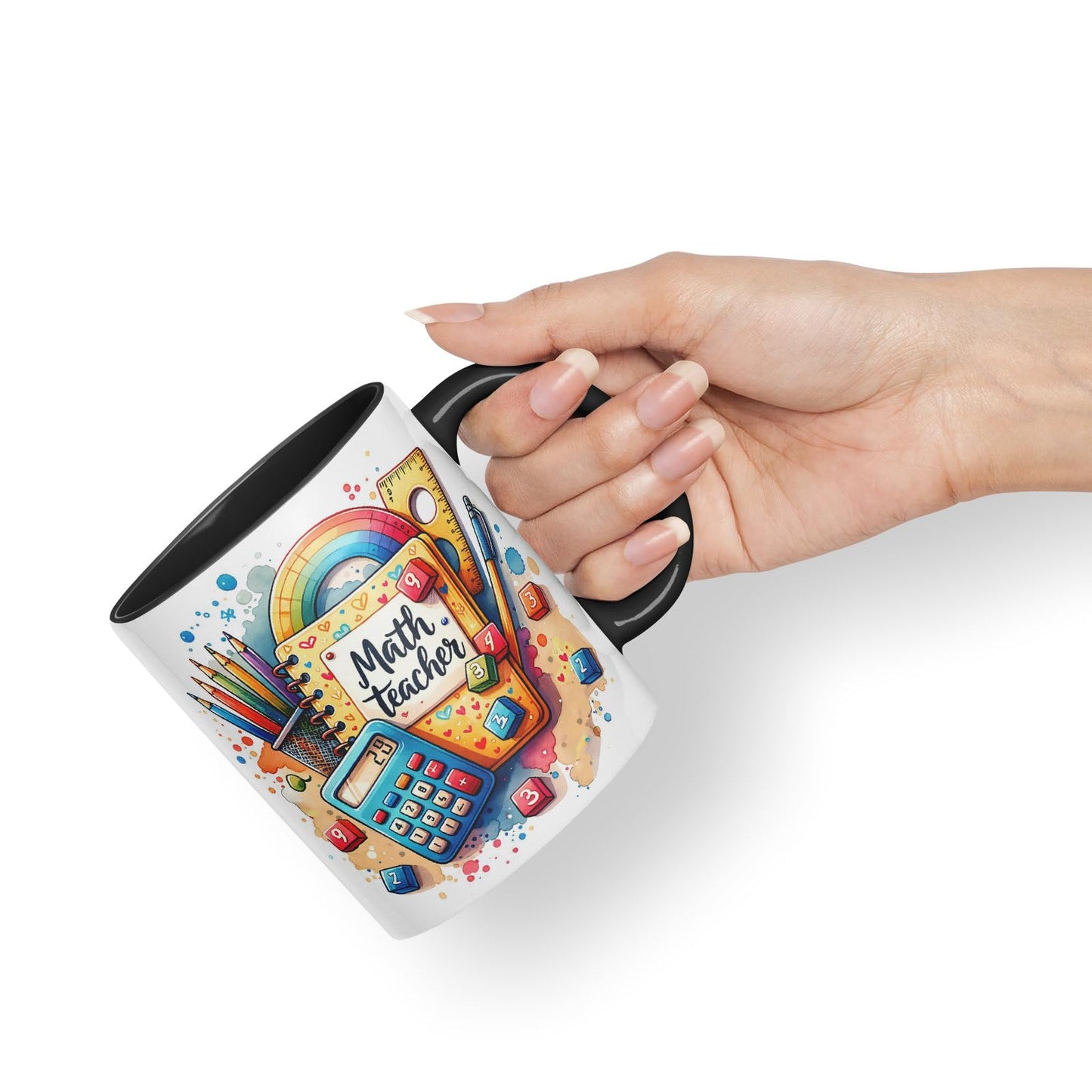 Vixar Math Teacher Mug Thank You, End of School Gift Ceramic Coloured Mug Cup for Tea Coffee Hot Brew 330ml 11Oz Gift