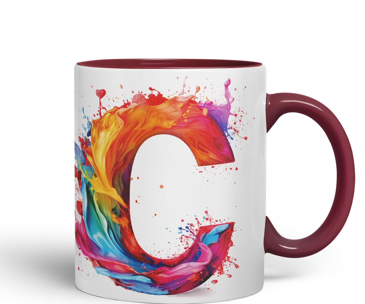 Letter C mug, Alphabet Letter C Monogram watercolour Ceramic Coloured Mug Cup for Tea Coffee Hot brew 330ml 11Oz Gift