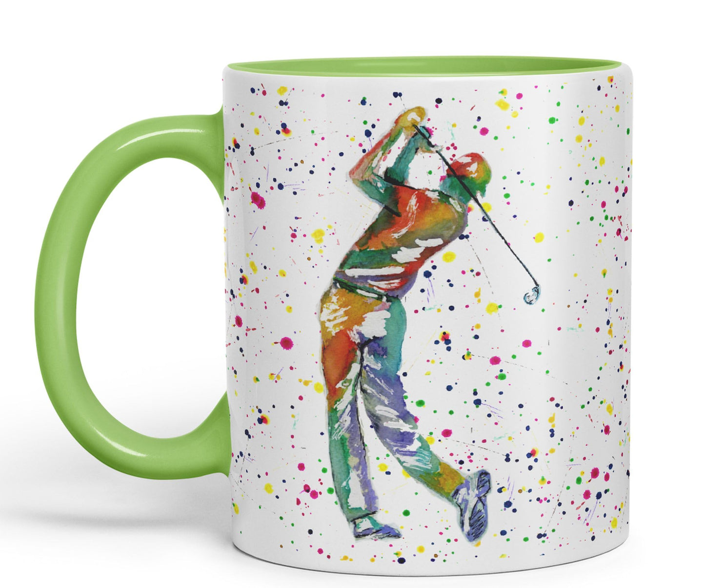 Golfer Golf Sport Watercolour hobby Ceramic Coloured Mug Cup for Tea Coffee Hot brew 330ml 11Oz Gift