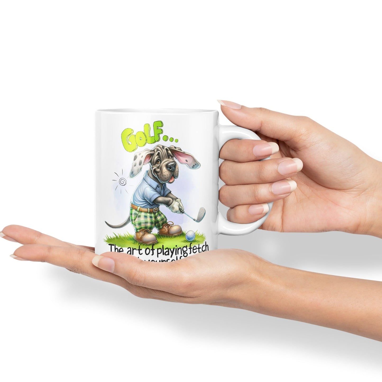 Golf … The Art of playingfetch with Your self, Dog Joke sarkasm Ceramic Coloured Mug Cup for Tea Coffee Hot Brew 330ml 11Oz Gift