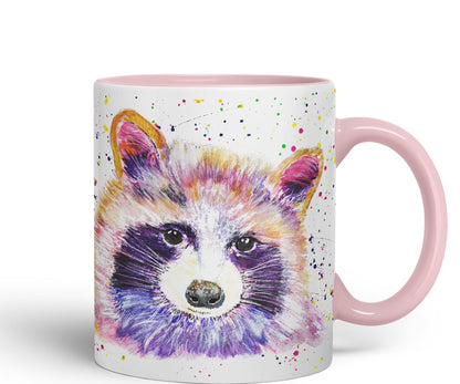 Racoon animals Watercolour Ceramic Coloured Mug Cup for Tea Coffee Hot brew 330ml 11Oz Gift
