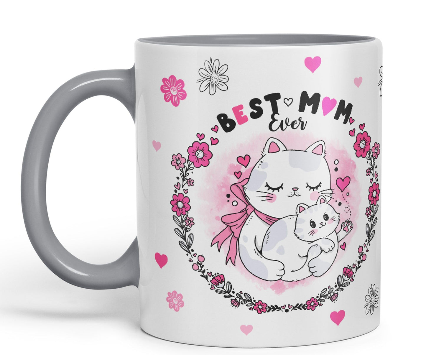 Vixar Best Mum Ever Cat with Kitten Ceramic Coloured Mug Cup Gift Tea Coffee Christmas Office Home