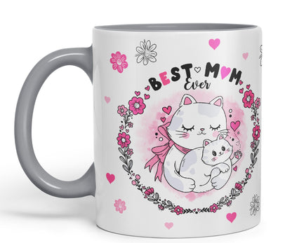 Vixar Best Mum Ever Cat with Kitten Ceramic Coloured Mug Cup Gift Tea Coffee Christmas Office Home