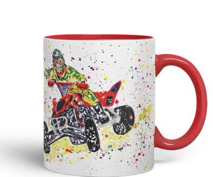 Vixar Motor Quad Bike Motocross Watercolour Art Coloured creamic 330 ml Mug Cup Gift Birthday Work Office Tea Coffee