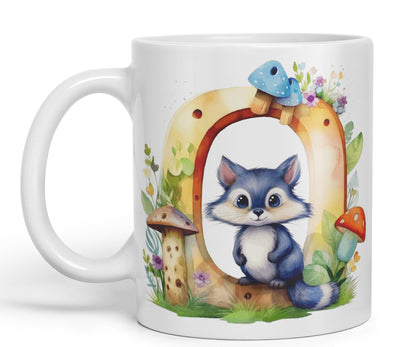 Letter O mug, Animals Alphabet Letter O Monogram animal for kids Ceramic Coloured Mug Cup for Tea Coffee Hot brew 330ml 11Oz Gift