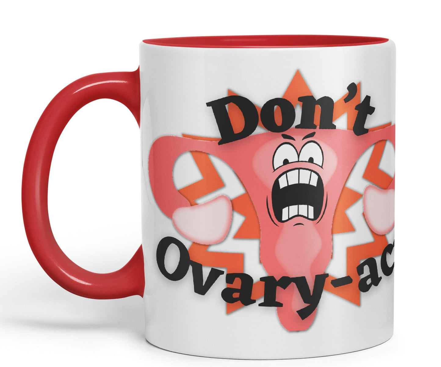 Vixar Anatomy Pun Humor Don't Ovary-act Coloured Ceramic 330 ml Mug Cup Gift Birthday Work Office Tea Coffee