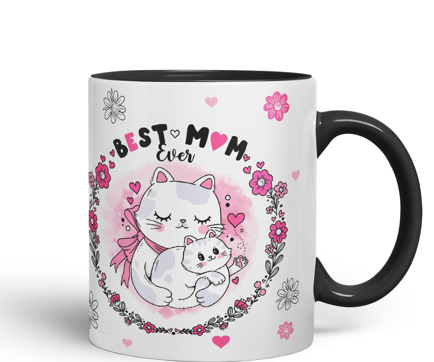 Vixar Best Mum Ever Cat with Kitten Ceramic Coloured Mug Cup Gift Tea Coffee Christmas Office Home