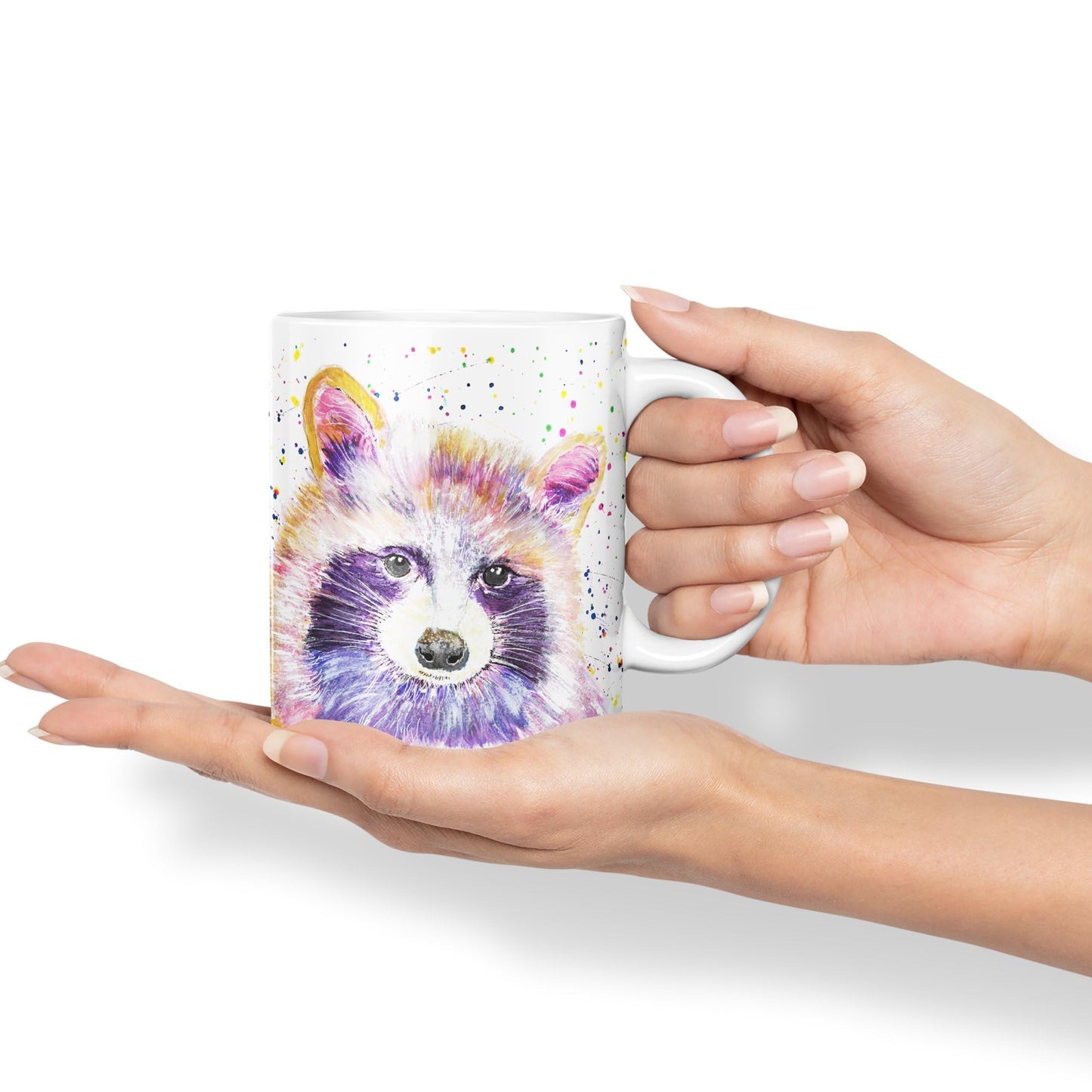 Racoon animals Watercolour Ceramic Coloured Mug Cup for Tea Coffee Hot brew 330ml 11Oz Gift