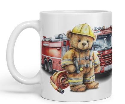 Vixar Teddy Bear Firefighter Firemen Themed Ceramic Mug Coloured Mug Cup Gift Birthday Work Office Tea Coffee