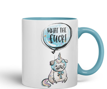 What The f…. Dog Unicorn Sarcastic Joke Gift Ceramic Coloured Mug Cup for Tea Coffee Hot Brew 330ml 11Oz
