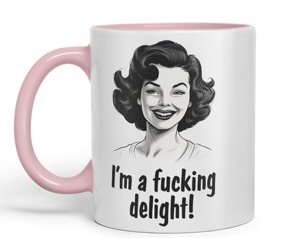 I'm a f.. Delight! Sarcastic Joke Ceramic Coloured Mug Cup for Tea Coffee Hot Brew 330ml 11Oz