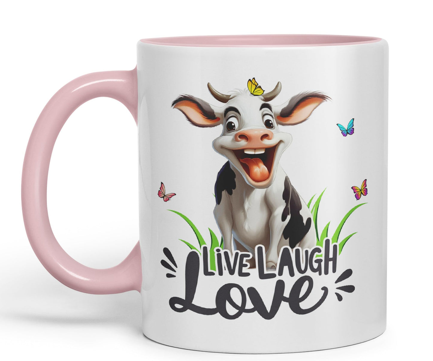 Life Laugh Love Cow Joke sarkasm Sarcastic Ceramic Coloured Mug Cup for Tea Coffee Hot Brew 330ml 11Oz Gift