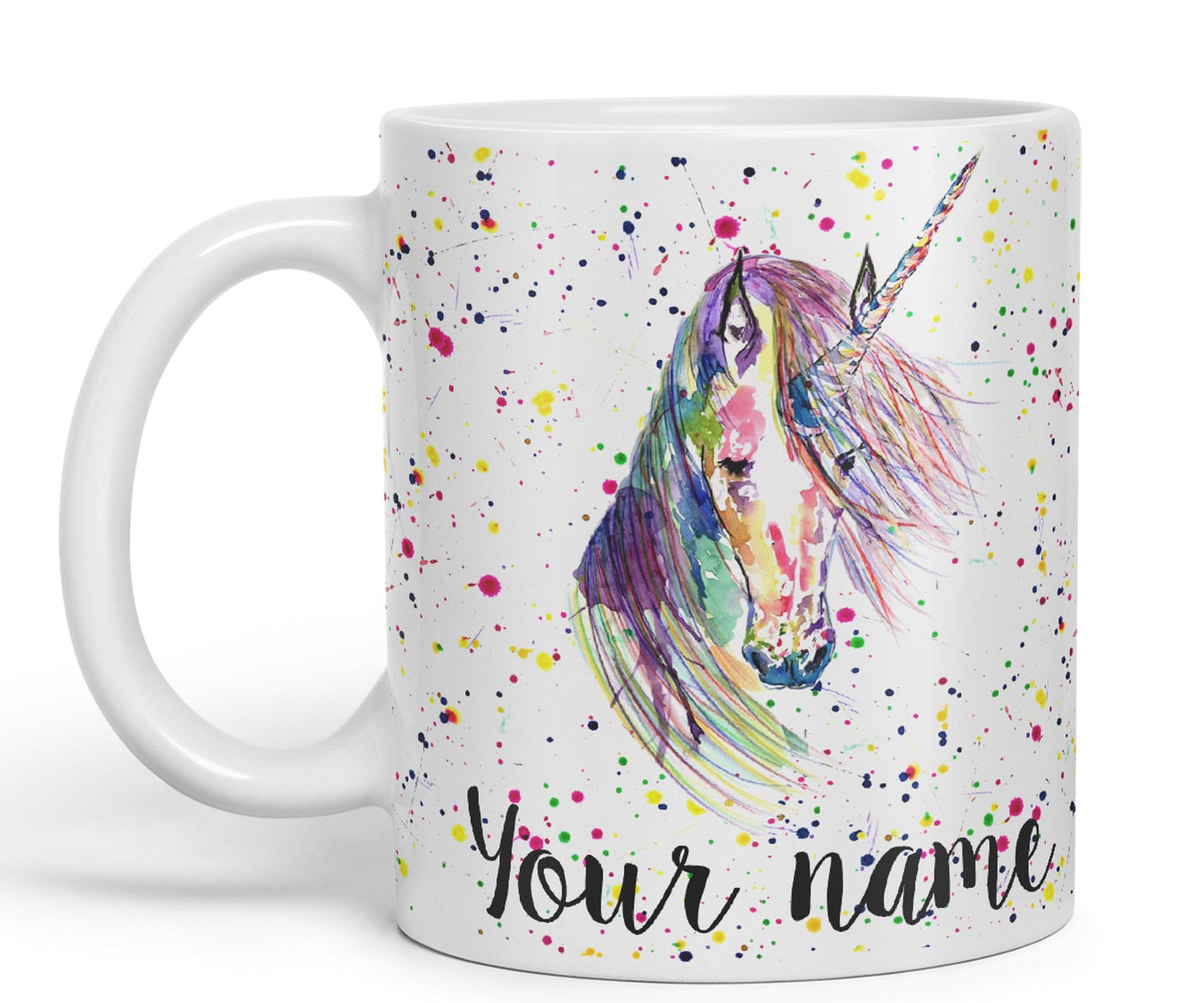 Vixar Personalised with Your Text Unicorn Watercolour Art Coloured Ceramic Mug Cup Gift 330ml 11oz Custom Work Office Tea Coffee (O2)