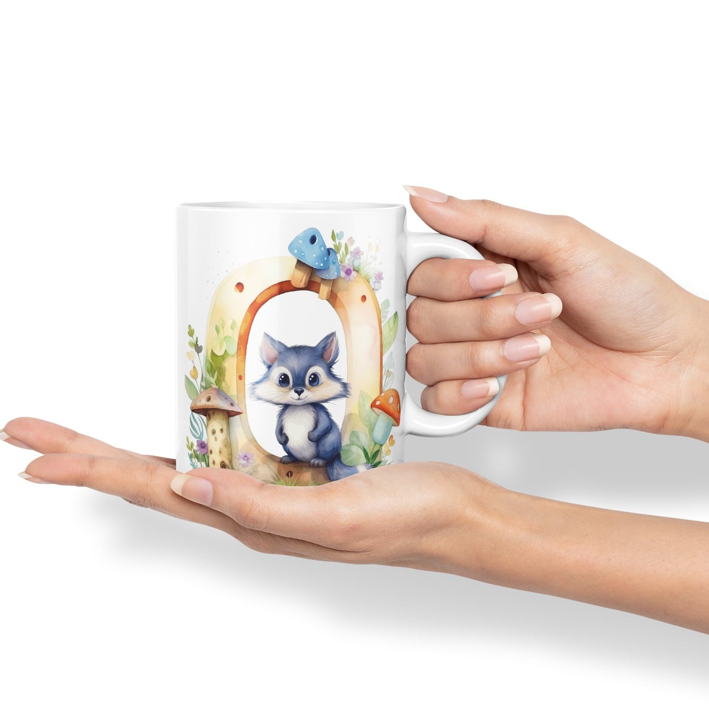 Letter O mug, Animals Alphabet Letter O Monogram animal for kids Ceramic Coloured Mug Cup for Tea Coffee Hot brew 330ml 11Oz Gift