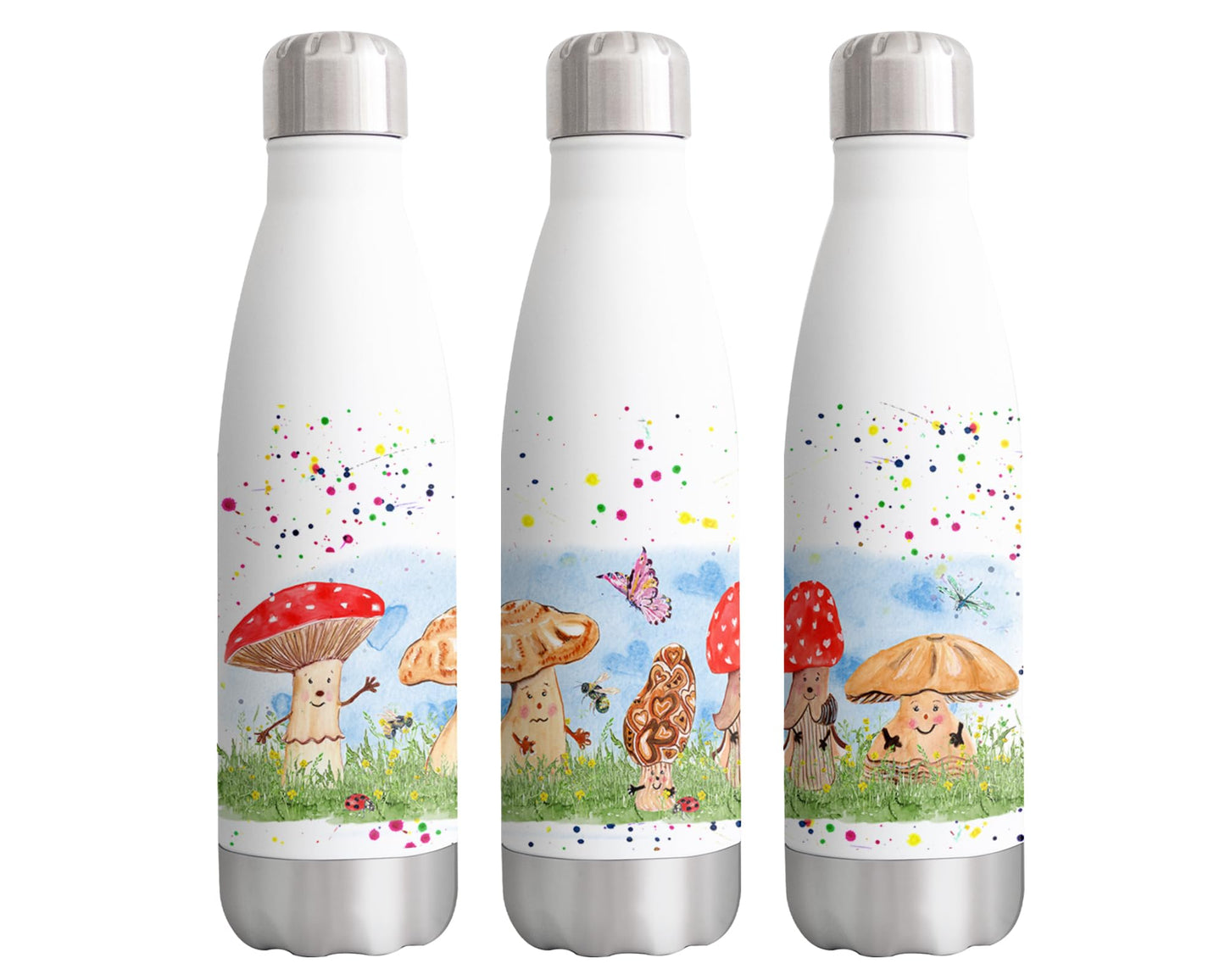 Vixar Mushrooms Red Watercolour Bottle double Wall insulated Stainless steel sport Drinks 500ml