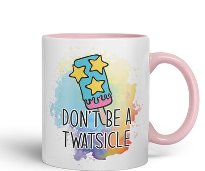 Don't be a Twatsicle Ice Sarcastic Joke Ceramic Coloured Mug Cup for Tea Coffee Hot Brew 330ml 11Oz