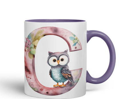 Letter C mug, Animals Alphabet Letter C Monogram animal for kids Ceramic Coloured Mug Cup for Tea Coffee Hot brew 330ml 11Oz Gift