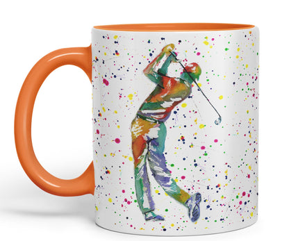 Golfer Golf Sport Watercolour hobby Ceramic Coloured Mug Cup for Tea Coffee Hot brew 330ml 11Oz Gift