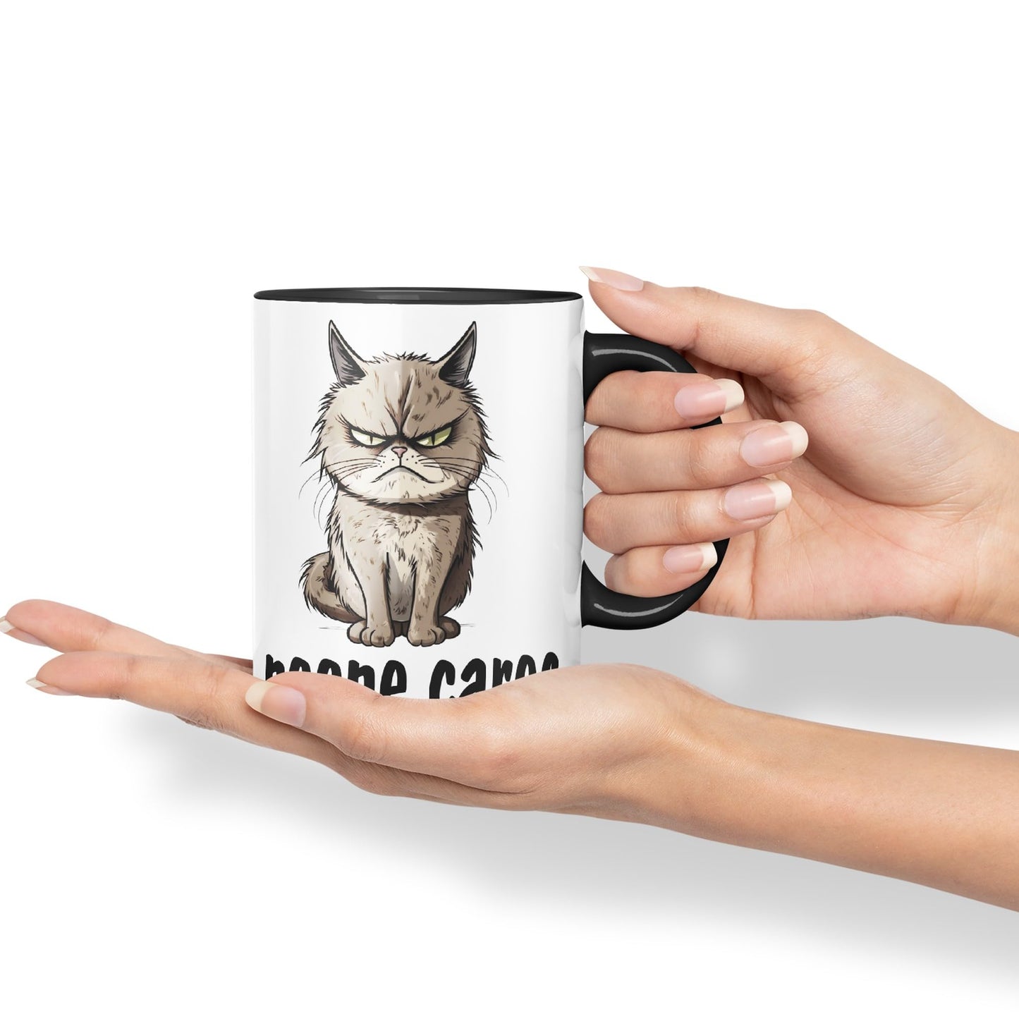 Nooone Cares Cat Kitten Joke sarkasm Sarcastic Ceramic Coloured Mug Cup for Tea Coffee Hot Brew 330ml 11Oz Gift