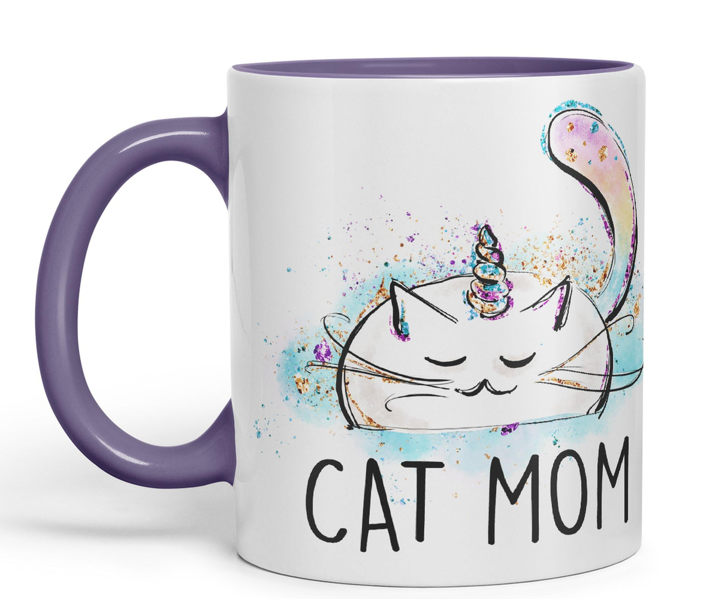 Vixar Cat Mum Unicorn Kitten Ceramic 330 ml Coloured Mug Cup Gift Tea Coffee Christmas Office Home