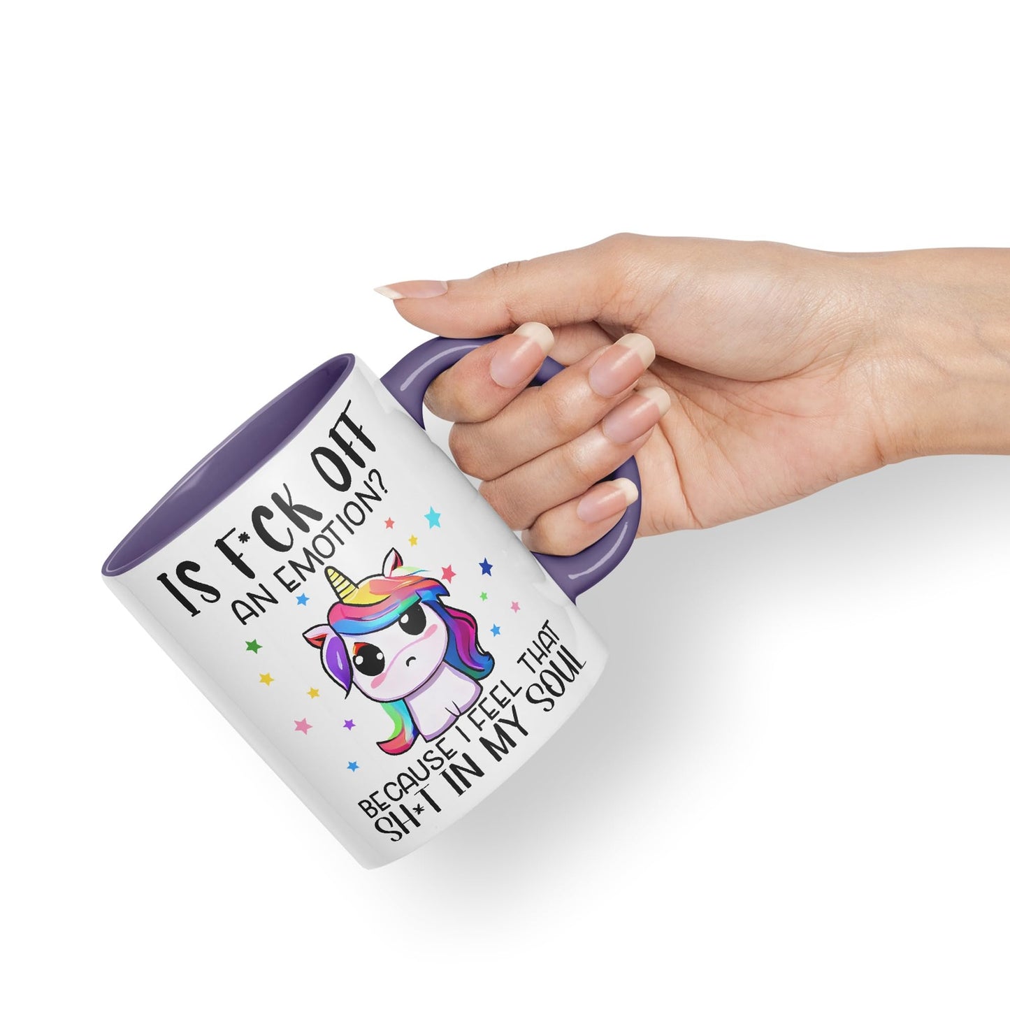 is f*ck Off, Bucause I Feel That shi*t in My Soul Unicorn Joke sarkasm Sarcastic Ceramic Coloured Mug Cup for Tea Coffee Hot Brew 330ml 11Oz Gift