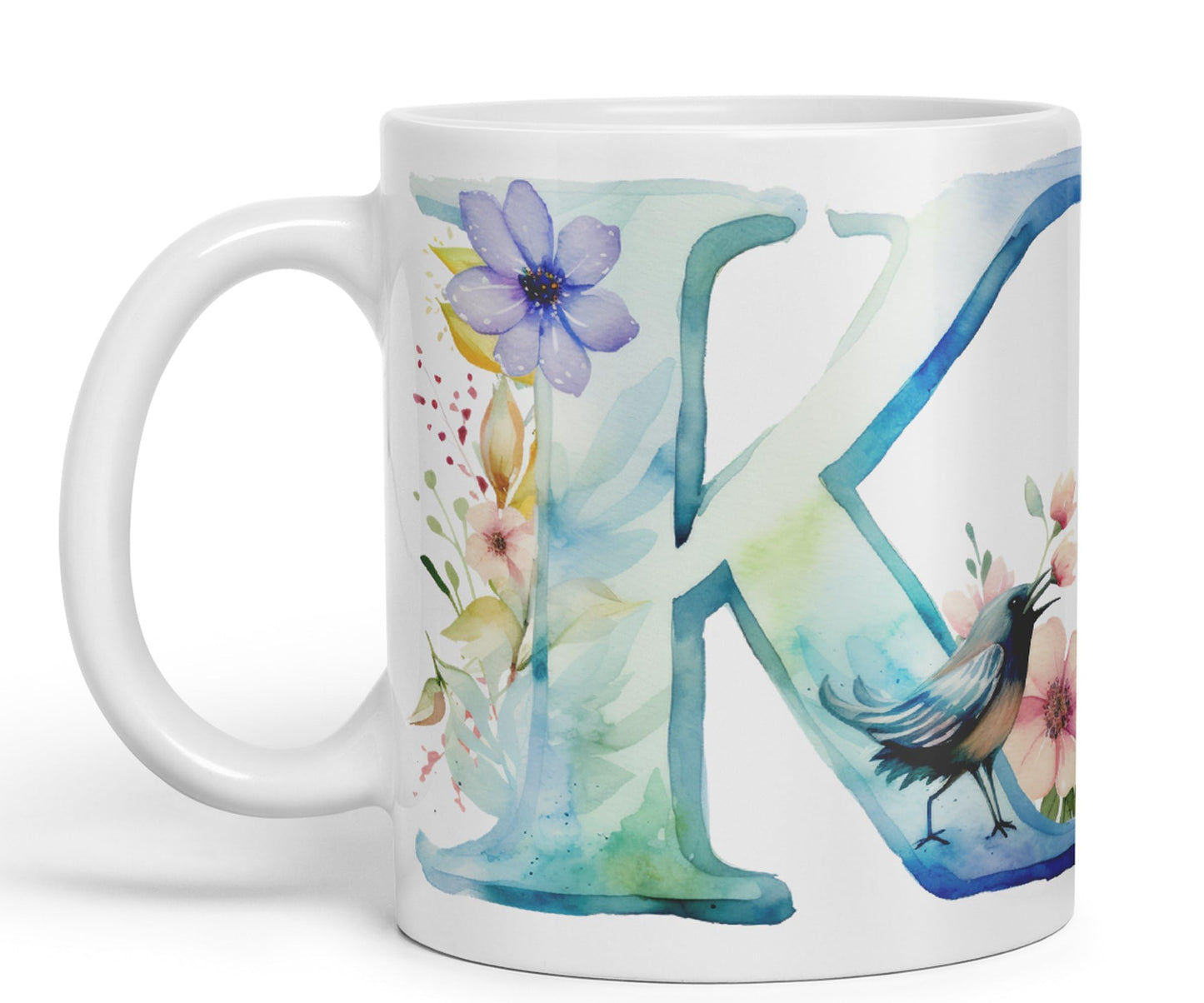 Letter K mug, Animals Alphabet Letter K Monogram animal for kids Ceramic Coloured Mug Cup for Tea Coffee Hot brew 330ml 11Oz Gift