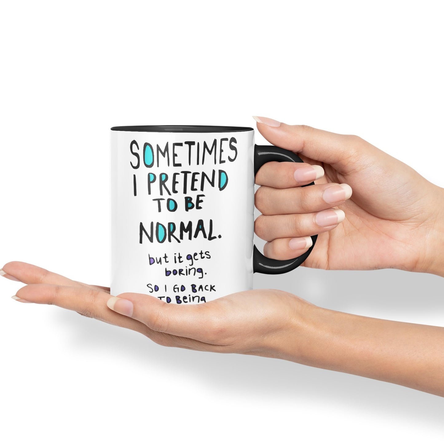 Vixar Sometimes I Pretend to be Normal Coloured Ceramic Mug Cup Gift 330ml 11oz Work Office Tea Coffee Gift