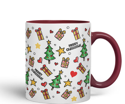 Vixar Christmas, Xmas Designs Tree Presents Coloured Ceramic Mug Cup Gift 330ml 11oz Work Office Tea Coffee Gift
