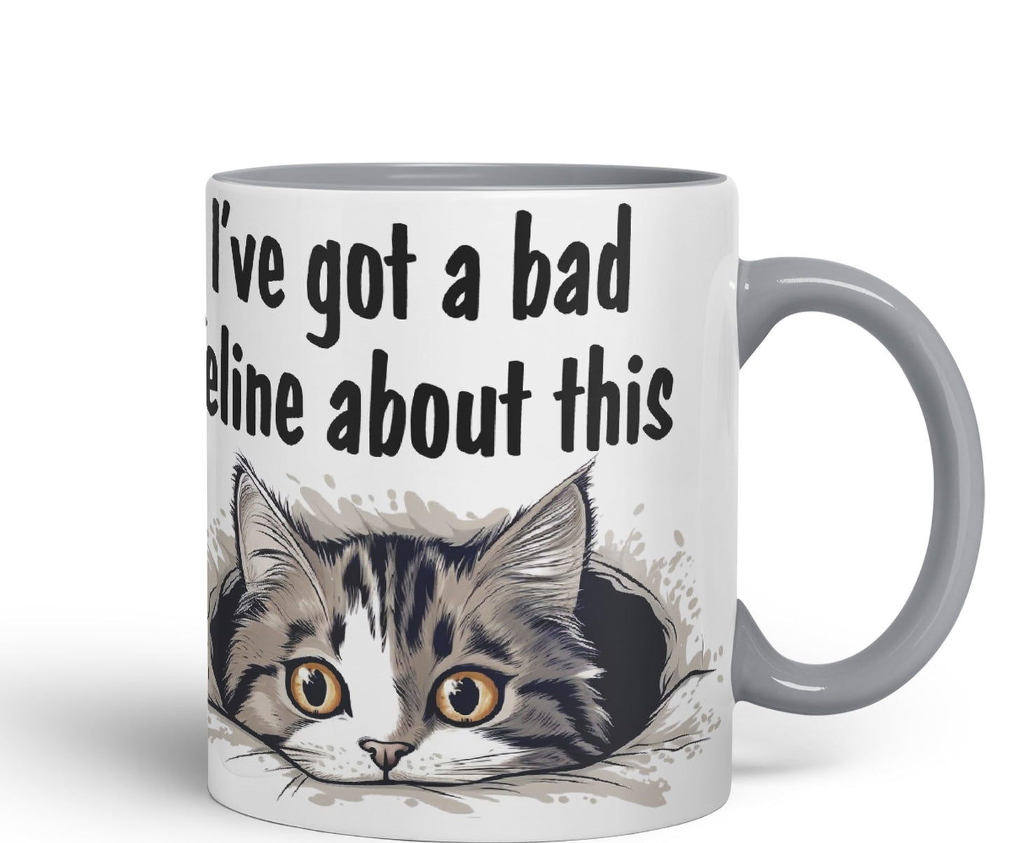 I've got a Bad Feline obout This cat Kitten Joke sarkasm Sarcastic Ceramic Coloured Mug Cup for Tea Coffee Hot Brew 330ml 11Oz Gift