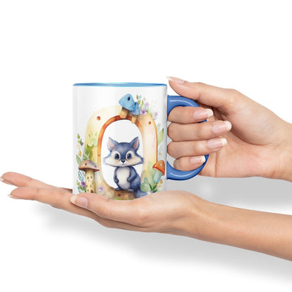 Letter O mug, Animals Alphabet Letter O Monogram animal for kids Ceramic Coloured Mug Cup for Tea Coffee Hot brew 330ml 11Oz Gift