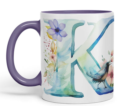 Letter K mug, Animals Alphabet Letter K Monogram animal for kids Ceramic Coloured Mug Cup for Tea Coffee Hot brew 330ml 11Oz Gift