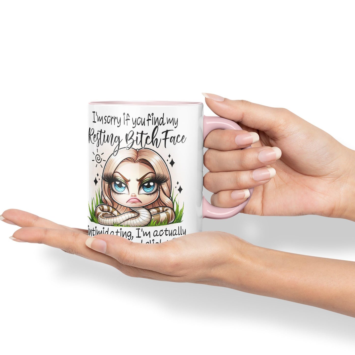 Im Sorry if You find My Resting Bitch face...,Snake Joke sarkasm Sarcastic Ceramic Coloured Mug Cup for Tea Coffee Hot Brew 330ml 11Oz Gift