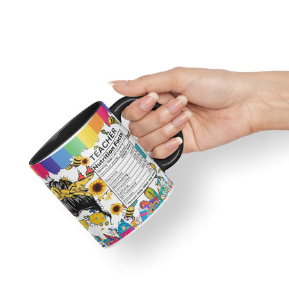 Vixar Teacher Nutrition Facts #teacherlife Mug Thank You, End of School Gift Ceramic Coloured Mug Cup for Tea Coffee Hot Brew 330ml 11Oz Gift TF2
