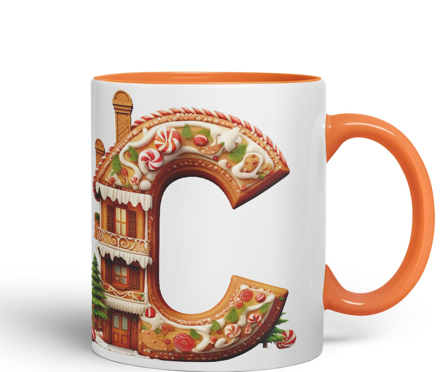 Ginger Alphabet Monogram Letters Letter Gingerbread Man Baked Joke sarkasm Sarcastic Orange Ceramic Coloured Mug Cup for Tea Coffee Hot Brew 330ml 11Oz Gift