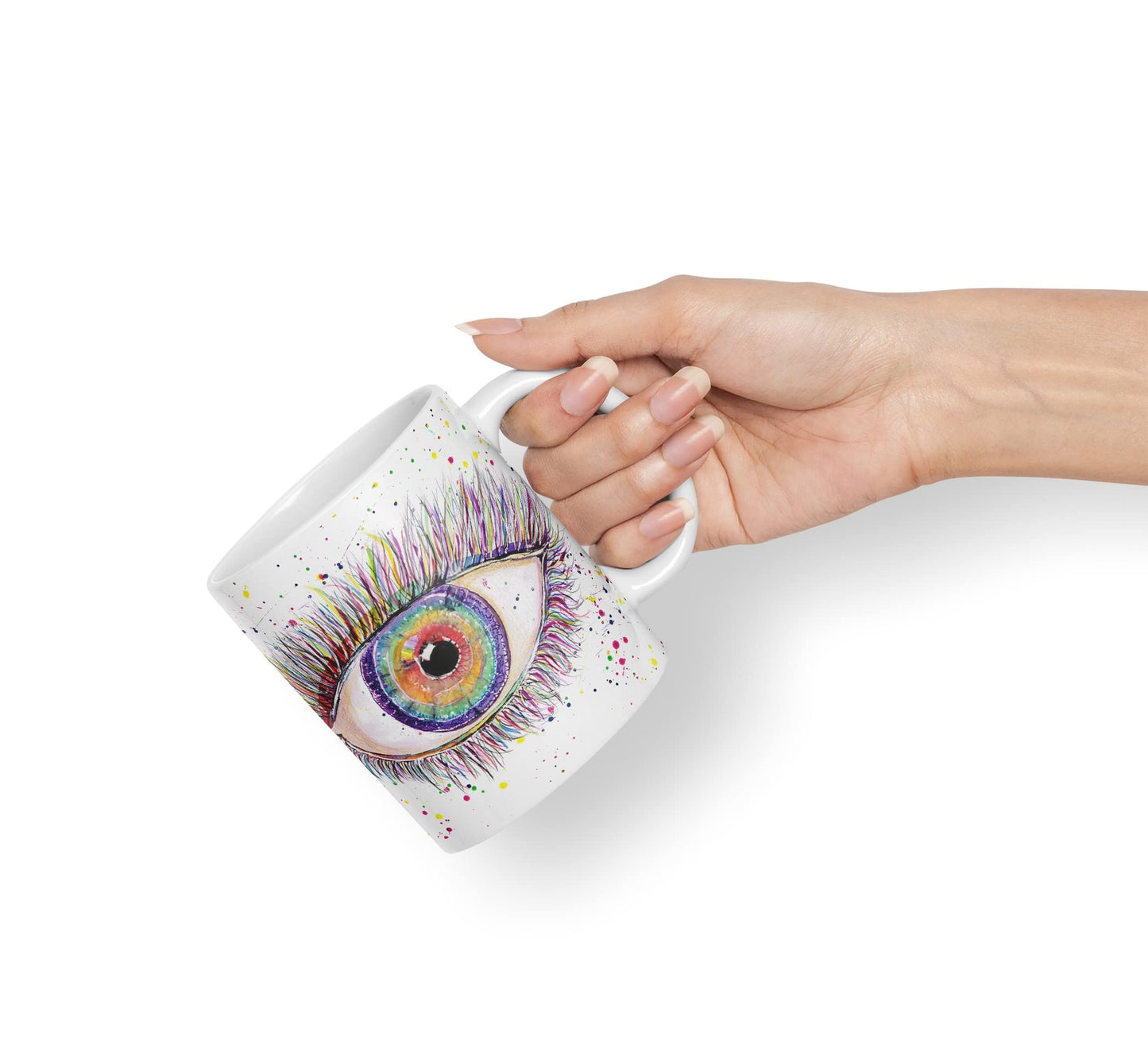 Vixar Eye Rainbow Watercolour Art Coloured Mug Cup Gift Birthday Work Office Tea Coffee