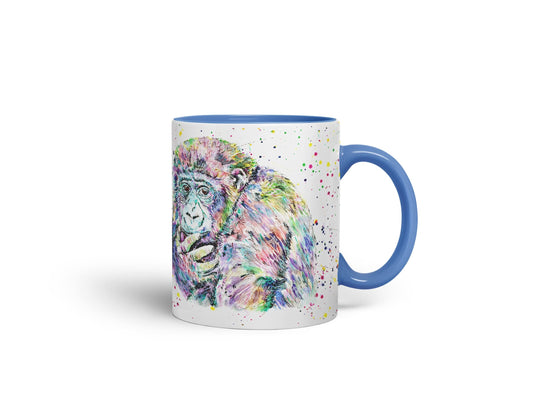 Vixar Gorilla Ape Monkey Animals Watercolour Art Coloured Mug Cup Gift Birthday Work Office Tea Coffee