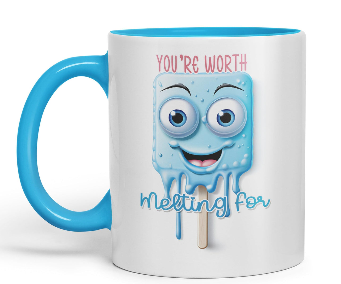 You're Worth Melting for, Joke sarkasm Sarcastic Ceramic Coloured Mug Cup for Tea Coffee Hot Brew 330ml 11Oz Gift