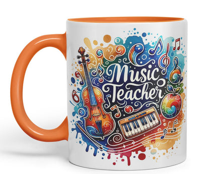 Vixar Music Teacher Mug Thank You, End of School Gift Ceramic Coloured Mug Cup for Tea Coffee Hot Brew 330ml 11Oz Gift
