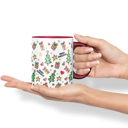 Vixar Christmas, Xmas Designs Tree Presents Coloured Ceramic Mug Cup Gift 330ml 11oz Work Office Tea Coffee Gift