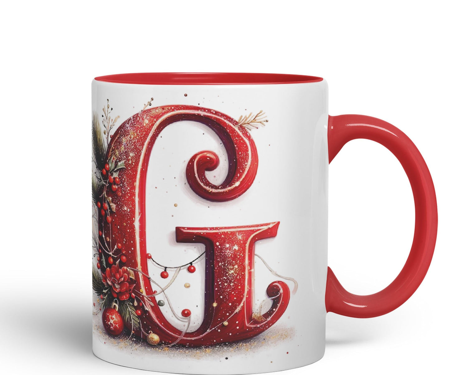 Red Letter ChristmasDesigns Alphabet Monogram Lettersjoke sarkasm Sarcastic Ceramic Coloured Mug Cup for Tea Coffee Hot Brew 330ml 11Oz Gift