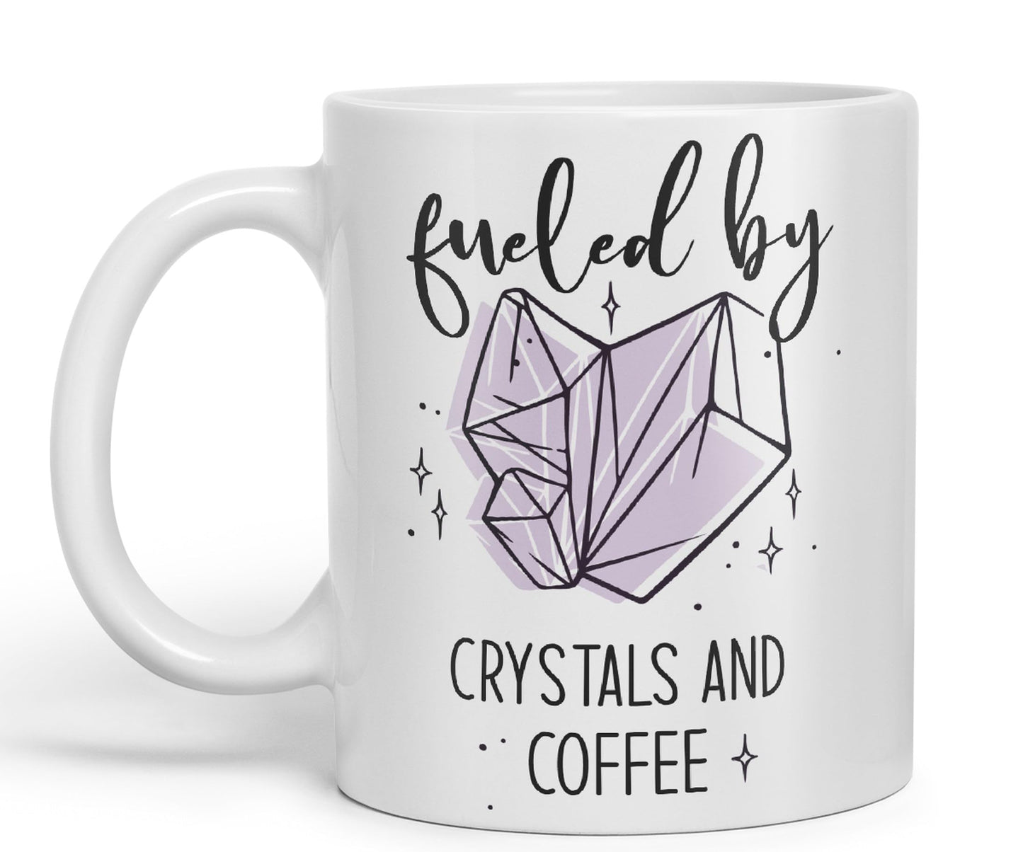 Fueled by Crystals Sugar and Coffee Sarcastic Joke Ceramic Coloured Mug Cup for Tea Coffee Hot Brew 330ml 11Oz