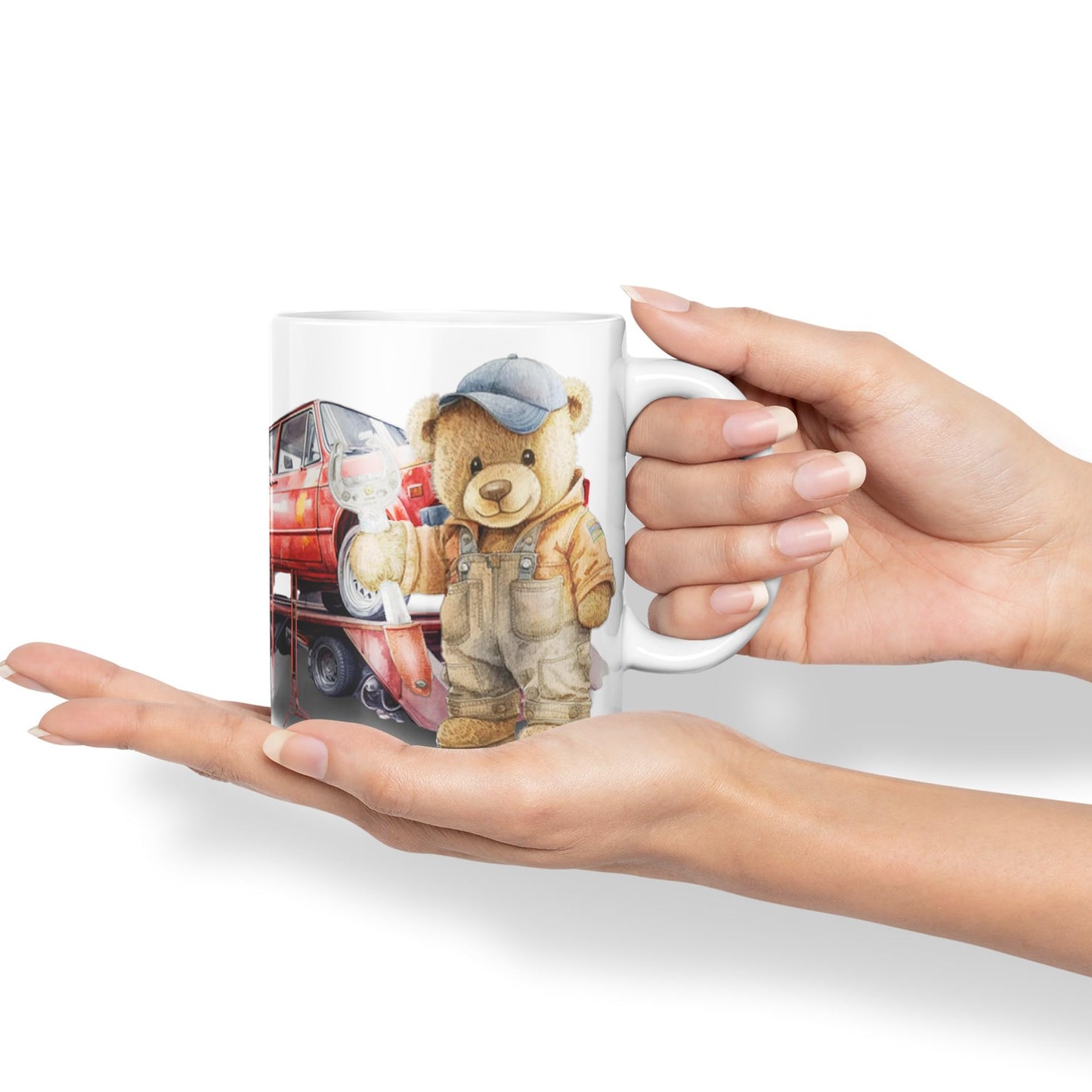 Vixar Teddy Bear Mechanic Ceramic Mug Coloured Mug Cup Gift Birthday Work Office Tea Coffee