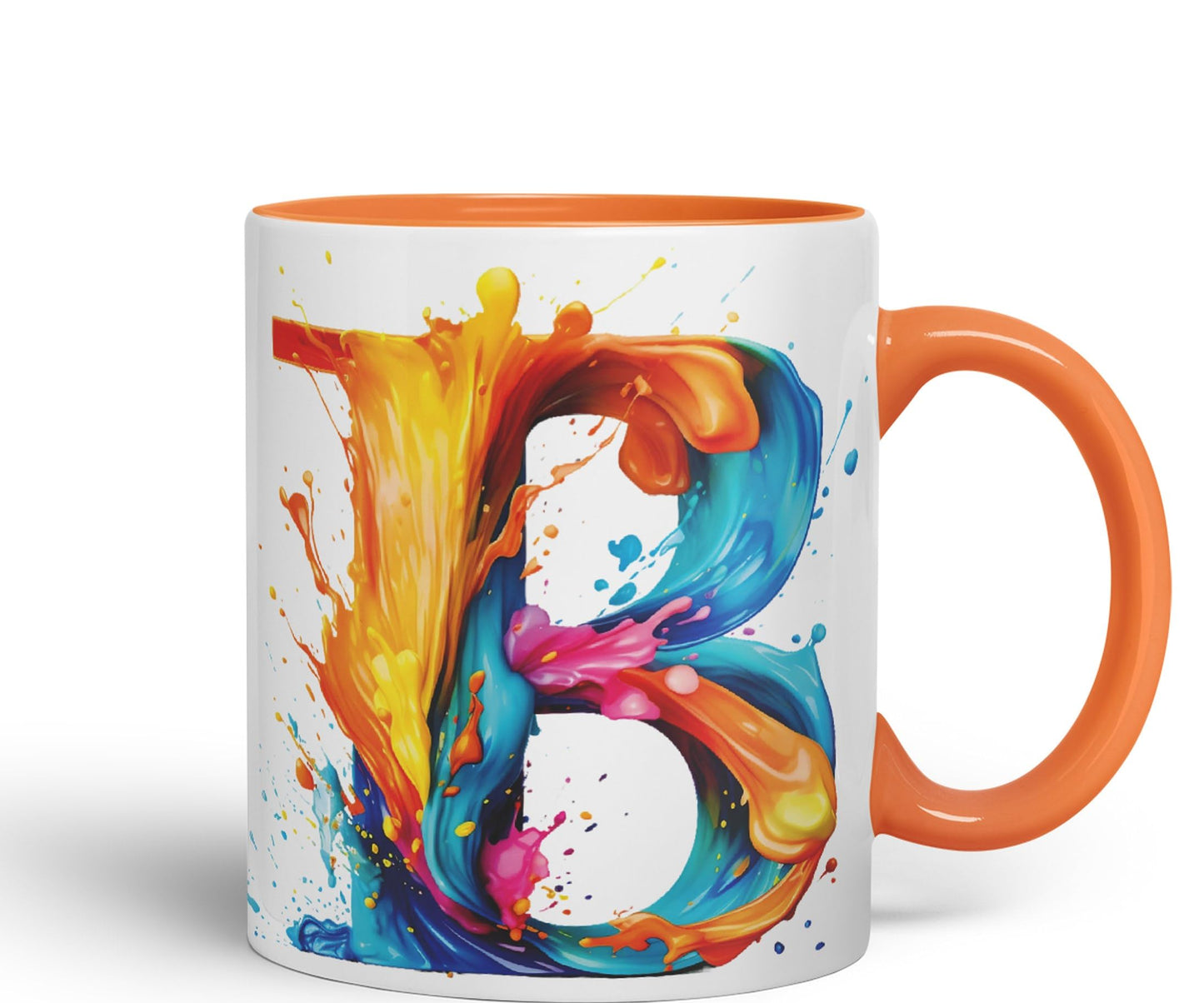 Letter B mug, Alphabet Letter B Monogram watercolour Ceramic Coloured Mug Cup for Tea Coffee Hot brew 330ml 11Oz Gift