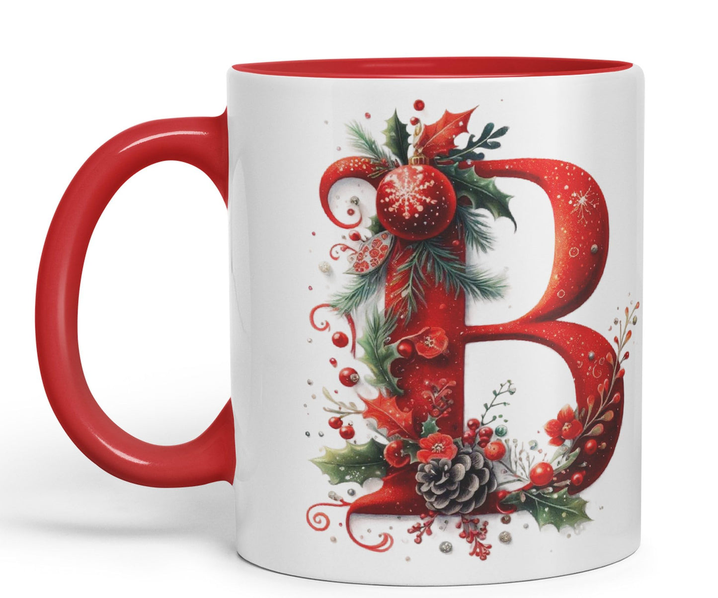 Red Letter ChristmasDesigns Alphabet Monogram Lettersjoke sarkasm Sarcastic Ceramic Coloured Mug Cup for Tea Coffee Hot Brew 330ml 11Oz Gift