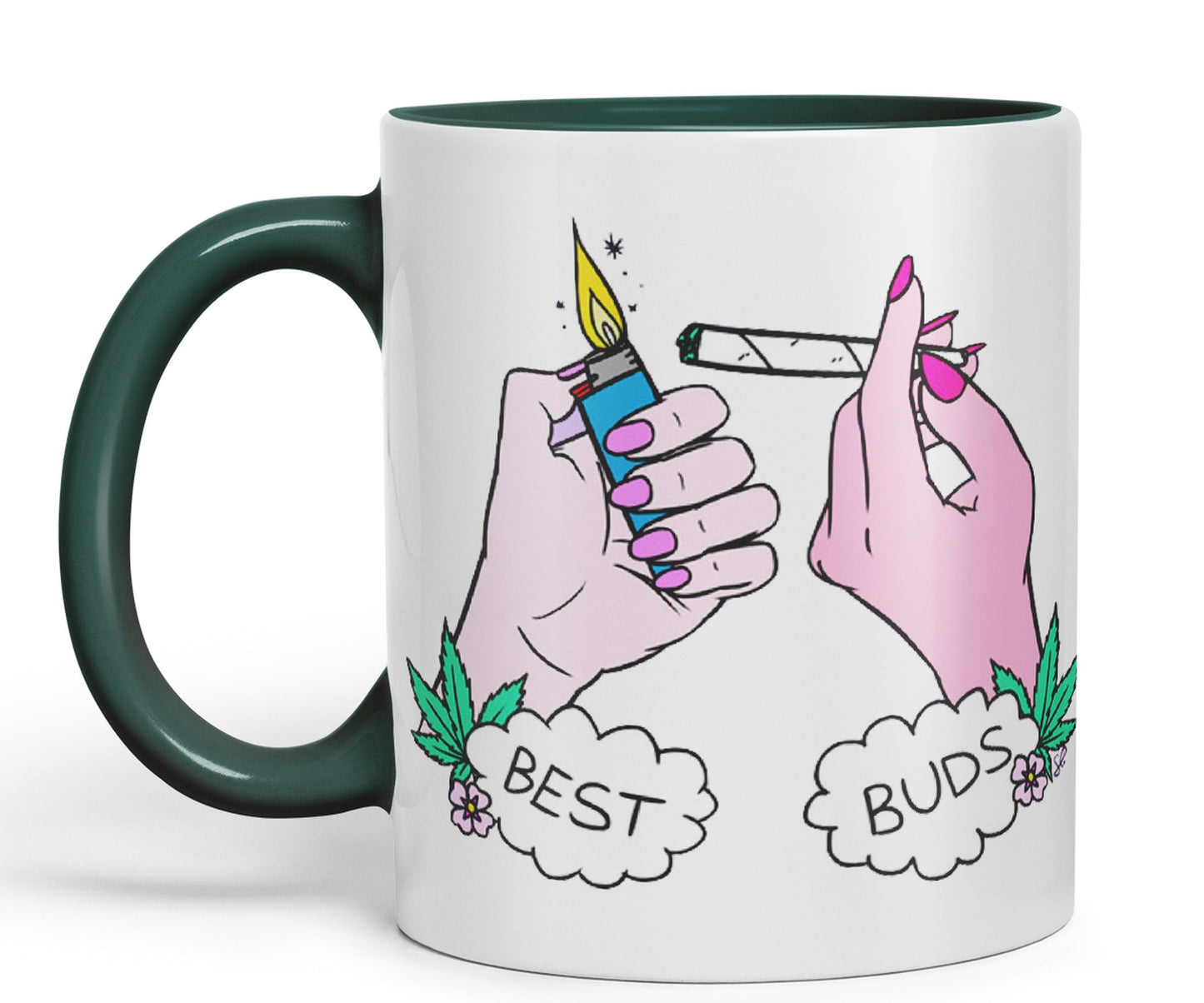 Vixar Best Buds Weed Marijuana Stoned Faded Ceramic 330 ml Coloured Mug Cup Gift Tea Coffee Christmas Office Home Joke