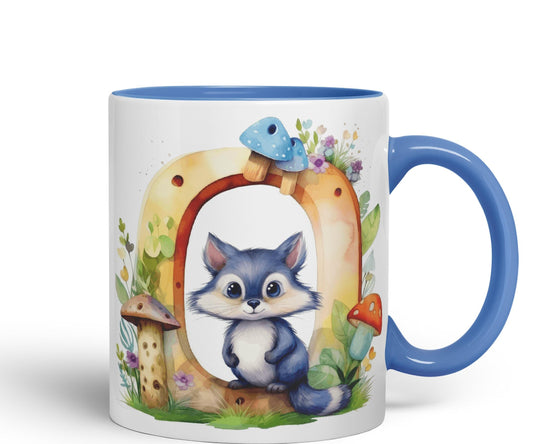Letter O mug, Animals Alphabet Letter O Monogram animal for kids Ceramic Coloured Mug Cup for Tea Coffee Hot brew 330ml 11Oz Gift