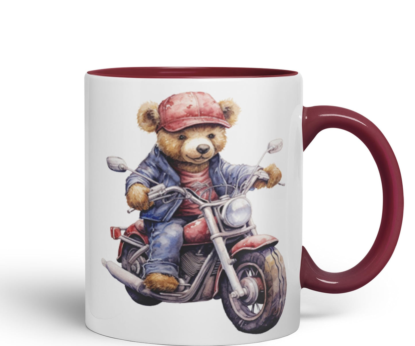 Vixar Teddy Bear Biker Motorbike Ceramic Mug Coloured Mug Cup Gift Birthday Work Office Tea Coffee