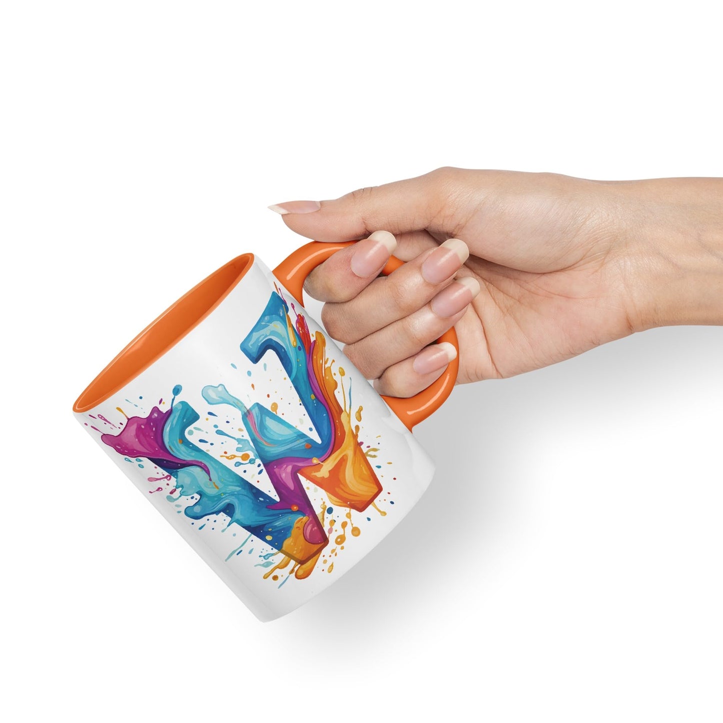 Letter W mug, Alphabet Letter W Monogram watercolour Ceramic Coloured Mug Cup for Tea Coffee Hot brew 330ml 11Oz Gift