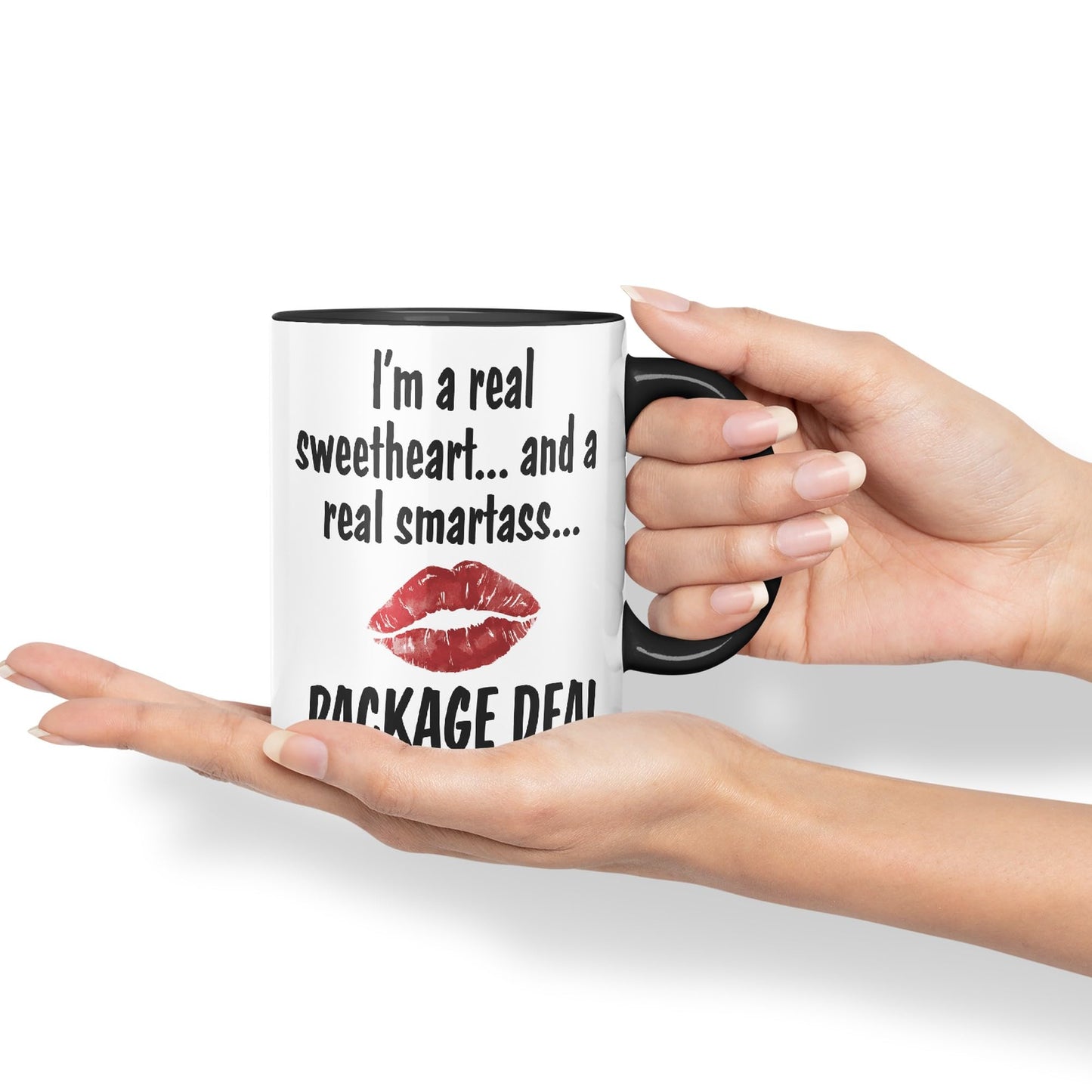 I'm a Real Seetheart … and a Real Smartass.. Package Deal Joke Sarcastic bee Ceramic Coloured Mug Cup for Tea Coffee Hot Brew 330ml 11Oz